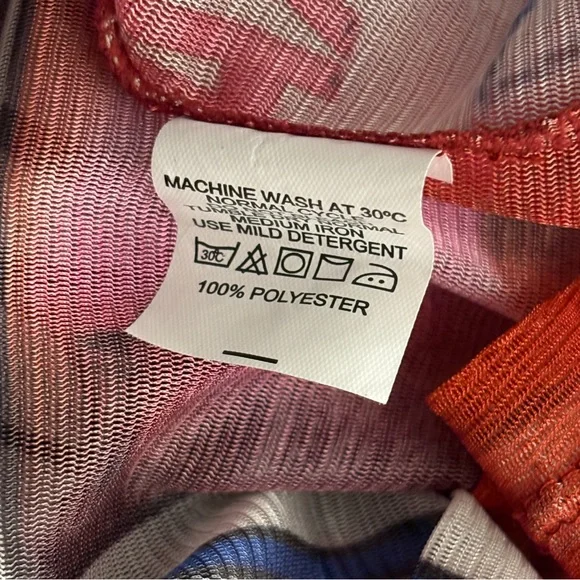 Tokyo Talkies Vintage Y2K Mesh Top Sunset Drop Postcard Newspaper Print M - Picture 6 of 10